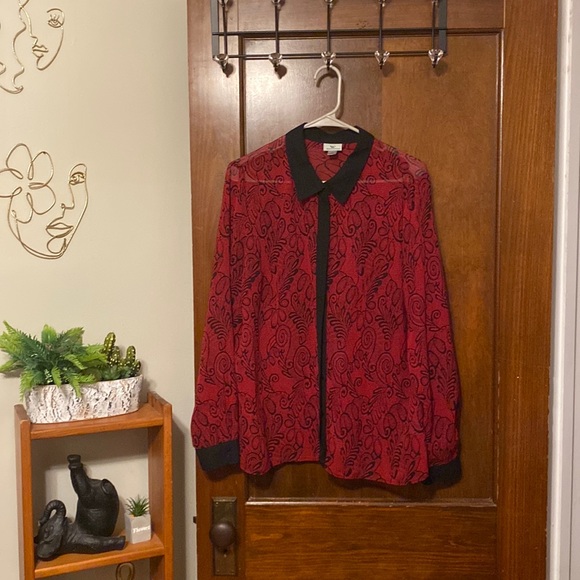 Worthington Women Button-Down Blouse Shirt Solid Collar Plus Sz 4X, Tag